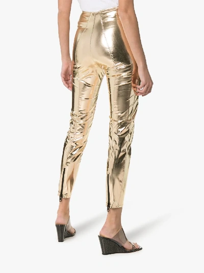 Shop Lisa Marie Fernandez Karlie Zipped Cuff Pvc Leggings In Gold
