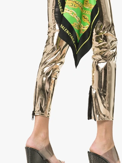 Shop Lisa Marie Fernandez Karlie Zipped Cuff Pvc Leggings In Gold