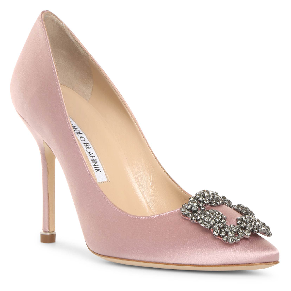 manolo blahnik pink satin