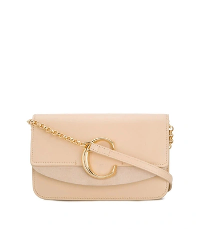 Shop Chloé C Mini Wallet Bag In Neutral