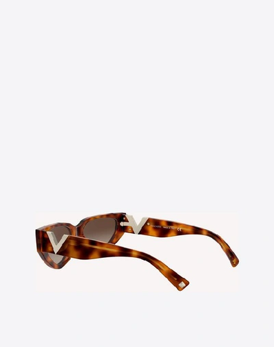 Shop Valentino Occhiali Acetate Cat-eye Sunglasses With Vlogo Signature In Brown