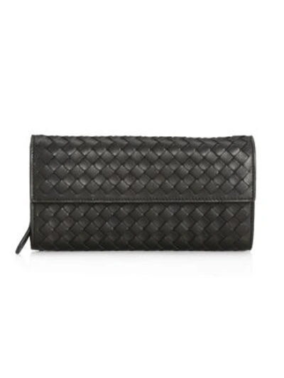 Shop Bottega Veneta Women's Continental Leather Wallet In Nero