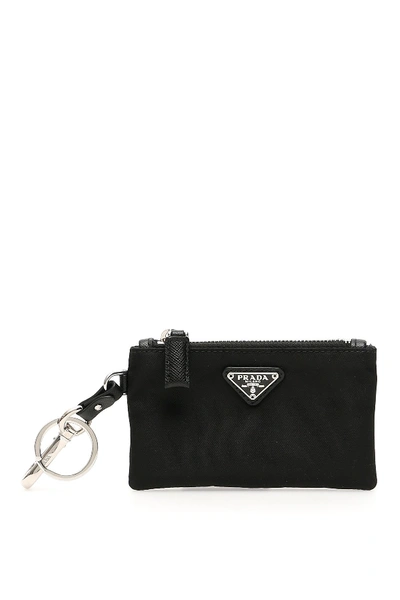 Shop Prada Logo Keyring Cardholder In Black