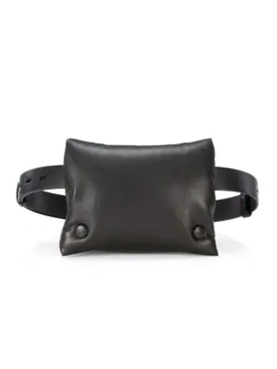 Shop Nanushka Tao Vegan Leather Puffer Belt Bag In Black
