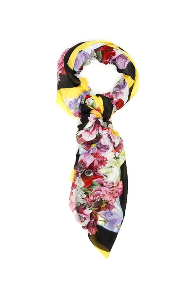 Shop Dolce & Gabbana Floral-printed Maxi Scarf In Ortensie Fiori Fnat (yellow)