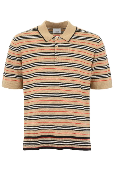 Shop Burberry Striped Polo Shirt In Archive Beige Ip S