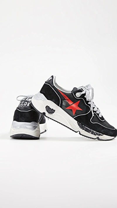 Shop Golden Goose Running Sole Sneakers In Black/red Star