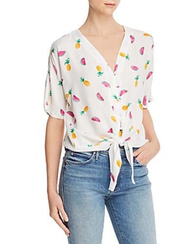 Shop Aqua Fruit-print Tie-front Top - 100% Exclusive In White Sweet Summer