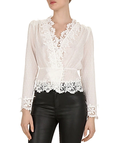 Shop The Kooples Lace-trim Blouse In White