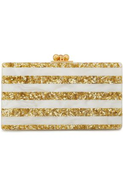 Shop Edie Parker Jean Striped Acrylic Box Clutch In Ivory