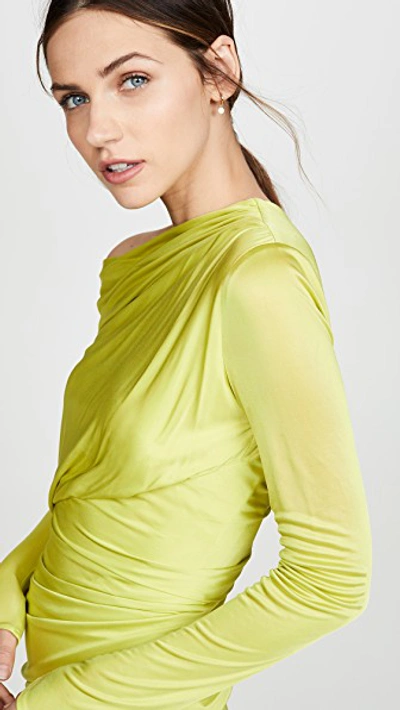 Shop Versace Off Shoulder Dress In Lime