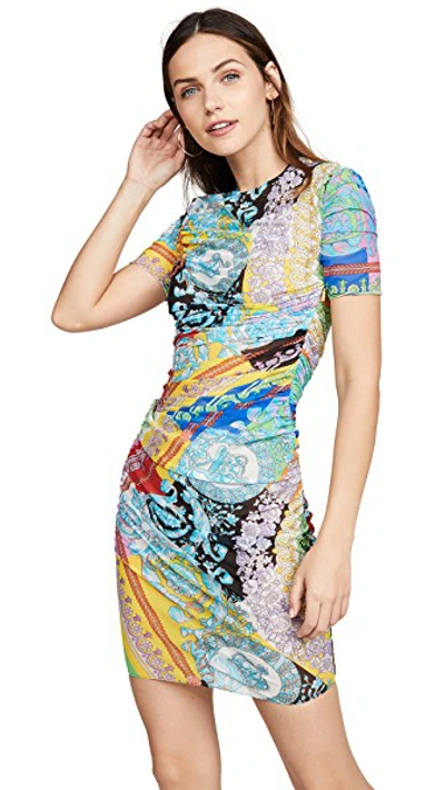 Shop Versace Graphic Print Dress In Multi