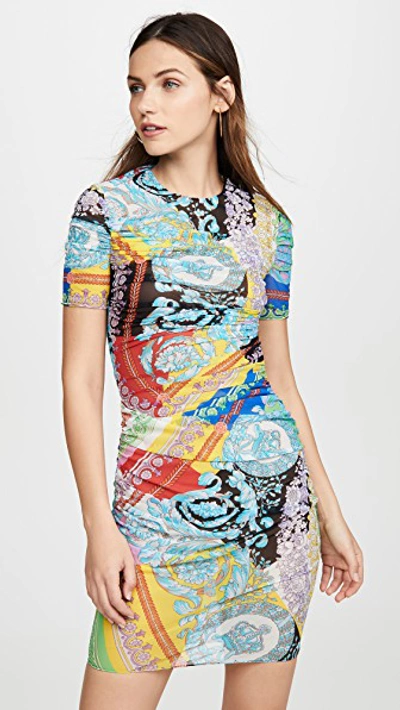 Shop Versace Graphic Print Dress In Multi