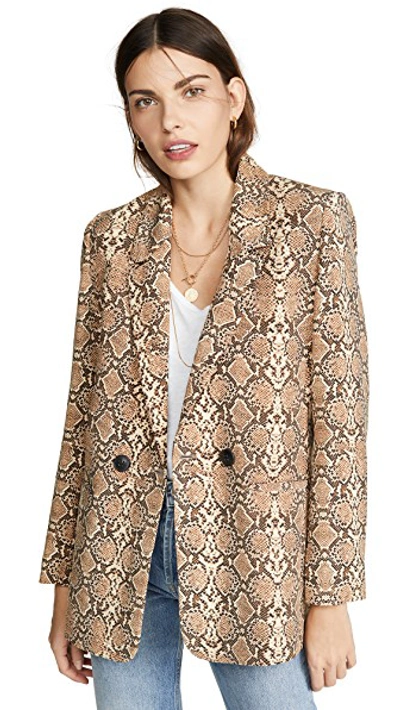 Shop Anine Bing Madeleine Blazer In Python