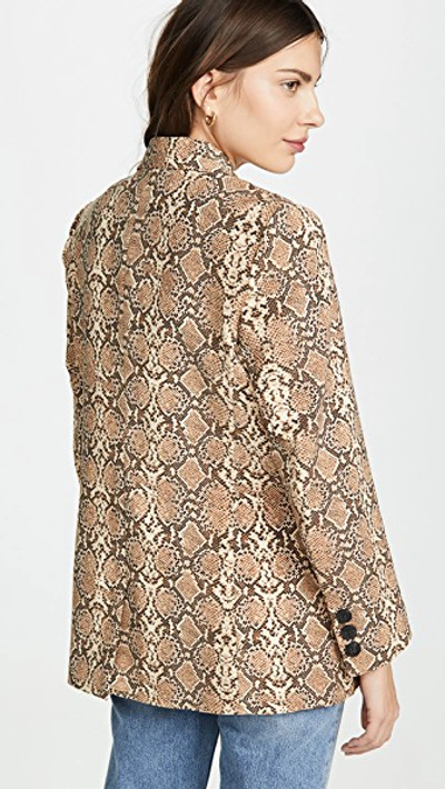 Anine Bing Madeleine Snakeskin print Blazer In Brown ModeSens