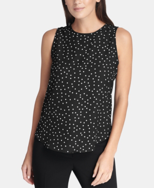 black and white polka dot sleeveless top