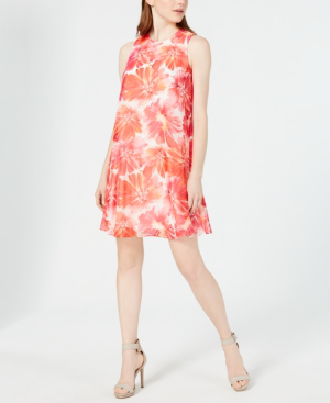 calvin klein printed sleeveless swing dress