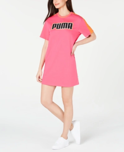 Shop Puma Rebel Reload Logo T-shirt Dress In Fuschia Purple