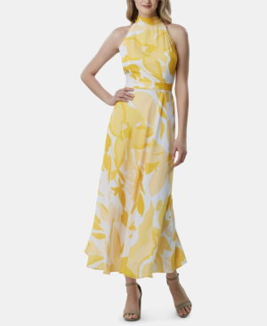 yellow halter neck maxi dress