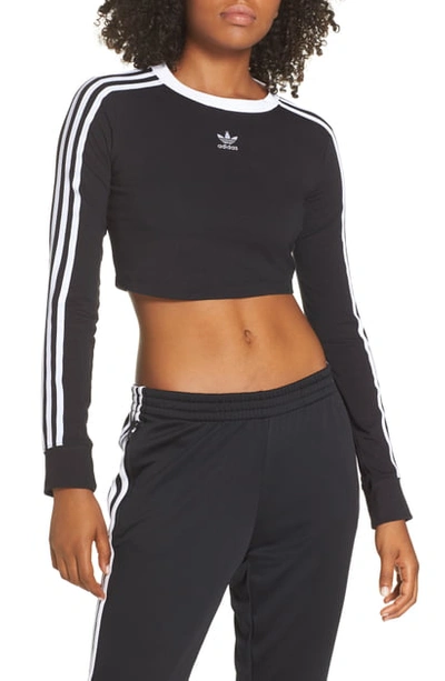 Shop Adidas Originals Crop Long Sleeve Tee In Black