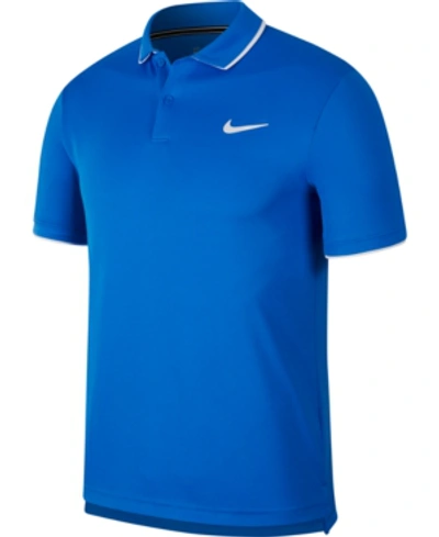 Shop Nike Men's Court Dry Tennis Polo In Signal Blue