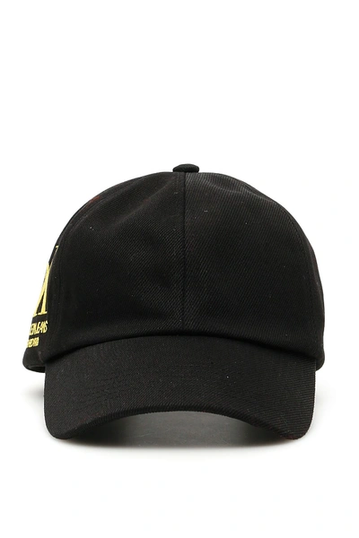 Shop Calvin Klein Ok Logo Baseball Cap In Black Yellow Ok (black)