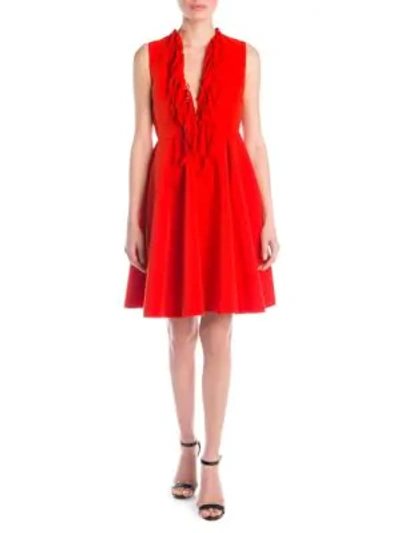 Shop Msgm Fringe Mini Dress In Red