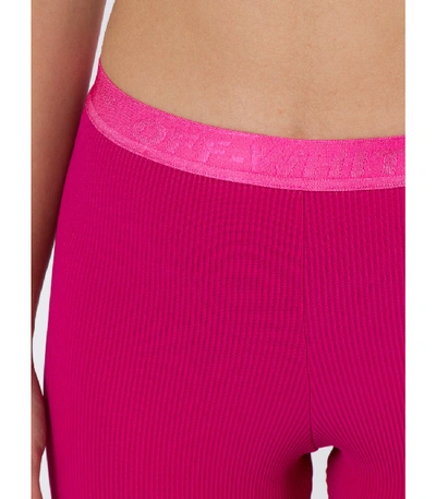 Shop Off-white Logo Ribbed Leggings In Pink