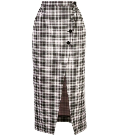 Shop Alexa Chung High-waist Plaid Skirt In Black And White