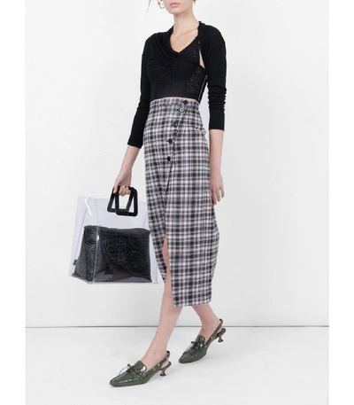 Shop Alexa Chung High-waist Plaid Skirt In Black And White