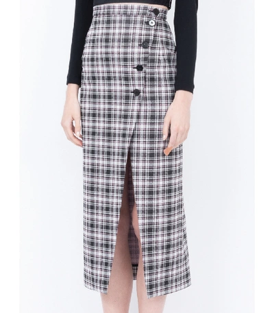 Shop Alexa Chung High-waist Plaid Skirt In Black And White