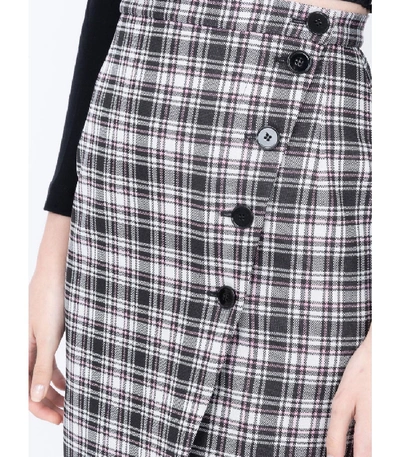 Shop Alexa Chung High-waist Plaid Skirt In Black And White