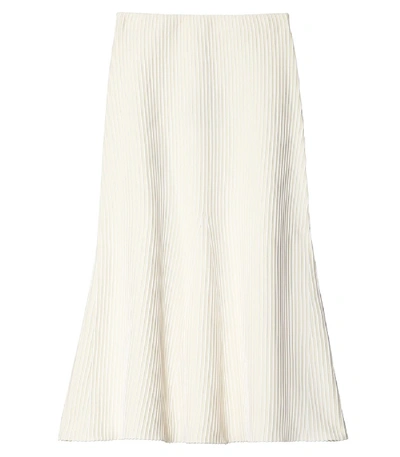 Shop Tibi Tech Poly Ribbed Skirt In Cream Multi In White