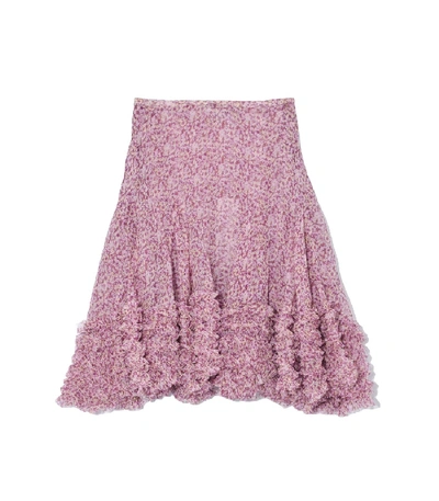 Shop Stella Mccartney Sandra Silk Crinkle Skirt In Multicolor Violet