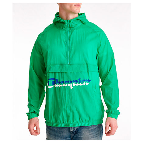 champion windbreaker mens green