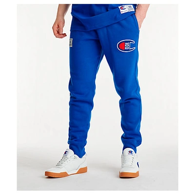 Shop Champion Men's Century Collection Jogger Pants In Blue Size X-large Cotton/polyester/fleece