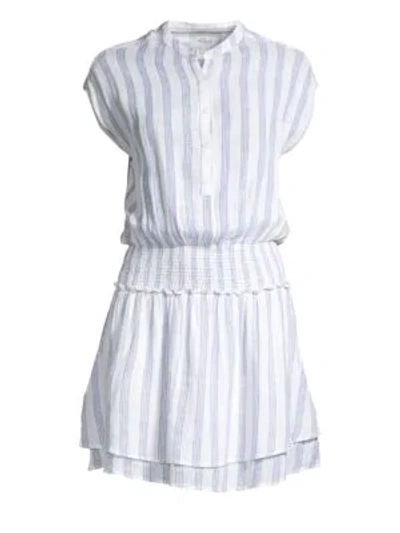 Shop Rails Angelina Striped Linen-blend A-line Dress In Cayman Stripe