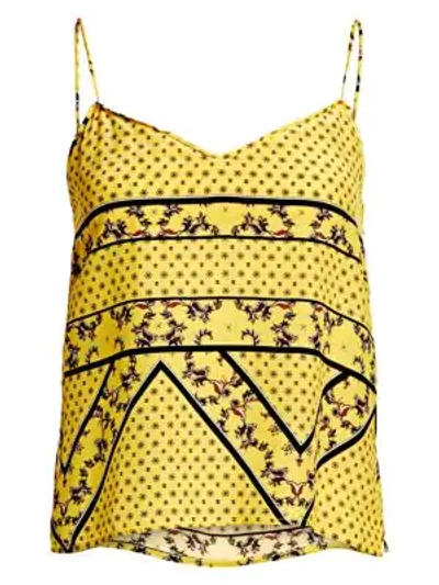 Shop Ganni Silk-blend Print Camisole In Minion Yellow