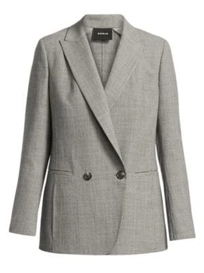 Shop Akris Dandre Micro Houndstooth Wool Blazer Jacket In Grey