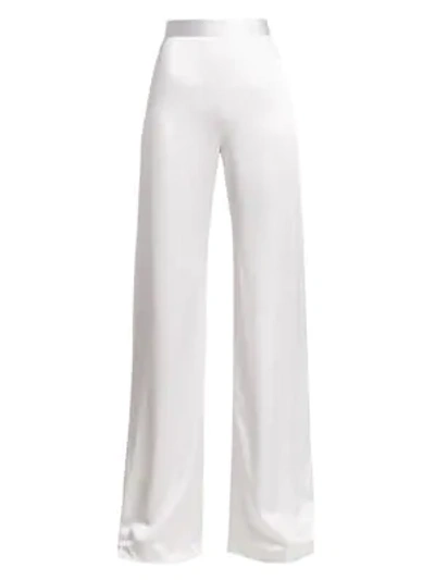 Shop Brandon Maxwell Sueded Charmeuse Wide-leg Pants In Silver