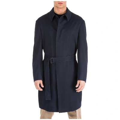 Shop Emporio Armani Men's Wool Coat Overcoat In Blue