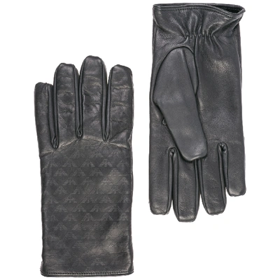 Shop Emporio Armani Men's Leather Gloves In Grey
