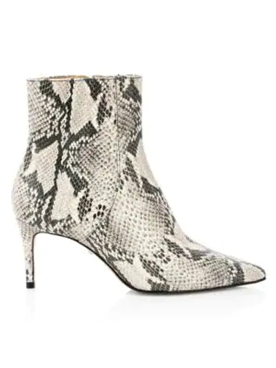 Shop Schutz Bette Snakeskin-embossed Leather Ankle Boots In Natural