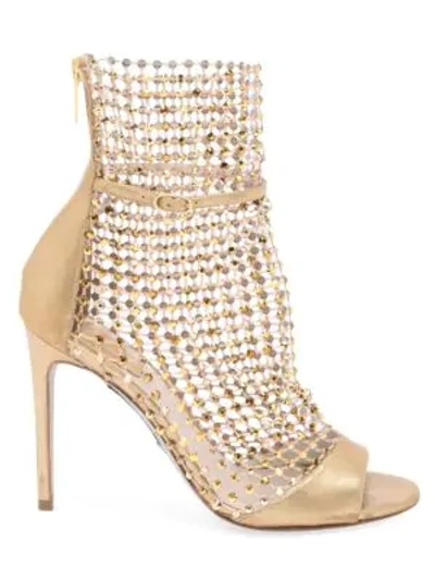 Shop René Caovilla Galaxia Crystal Mesh Metallic Leather Sandals In Gold