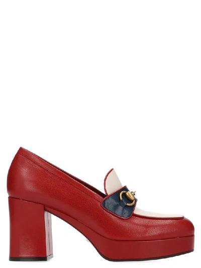 Shop Gucci Horsebit Platform Loafers In Red