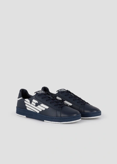 Shop Emporio Armani Sneakers - Item 11700844 In Navy Blue