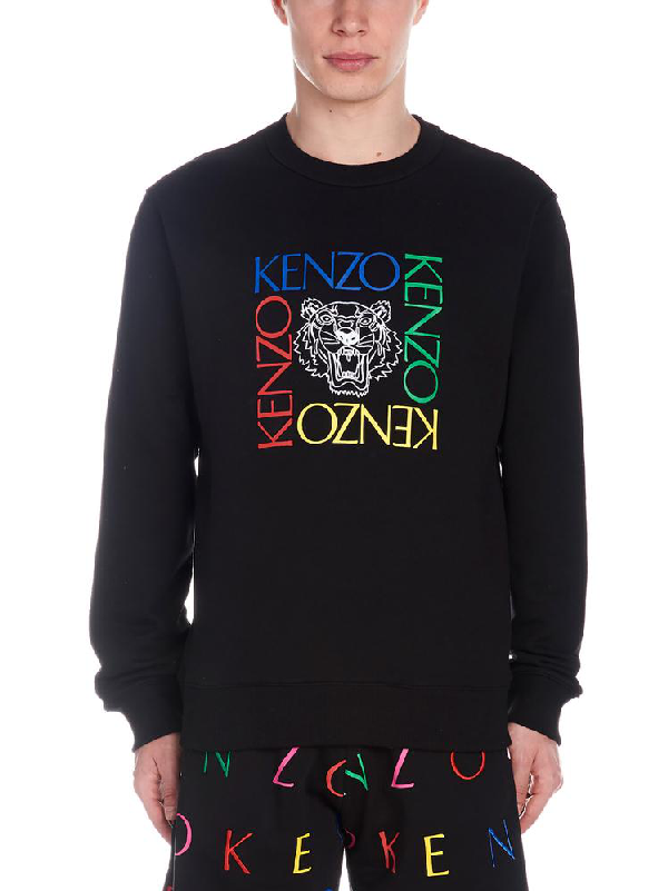 Kenzo Tiger Square Logo Sweater In Black Modesens