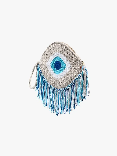 Shop My Beachy Side Blue Tassel Trim Woven Eye Bag