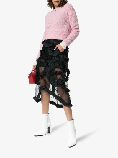 Shop Moncler Genius 4 Moncler Simone Rocha Ruffled Silk Midi Skirt In Black