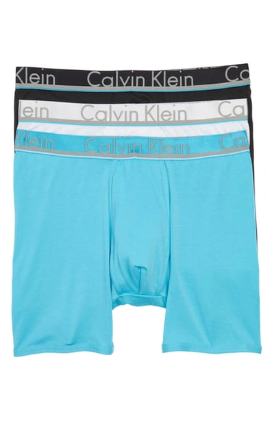 Shop Calvin Klein 3-pack Comfort Microfiber Boxer Briefs In Forest/ Wedgewood/ Blue